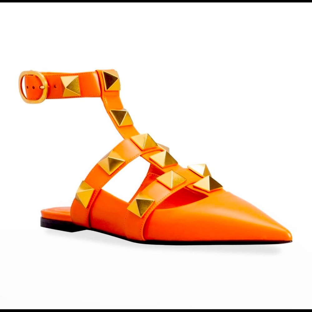VALENTINO GARAVANI Roman Stud Calfskin Ballet